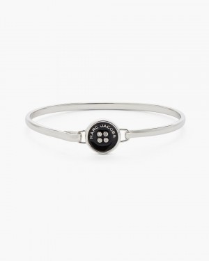 Marc Jacobs The Button Hinge Bracelet Silver / Black | SFZGXU603