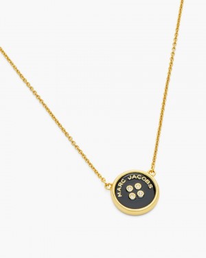 Marc Jacobs The Button Pendant Necklace Gold / Black | MLZTQI736