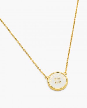 Marc Jacobs The Button Pendant Necklace Gold / Cream | CKEUJG249