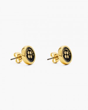 Marc Jacobs The Button Stud Earrings Gold / Black | UZYBEG380