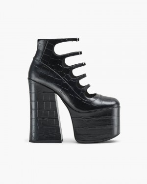 Marc Jacobs The Croc Embossed Kiki Ankle Boot Black | LMGYIE470