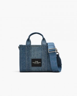 Marc Jacobs The Crystal Denim Small Tote Bag Light Blue | TGQAWL512