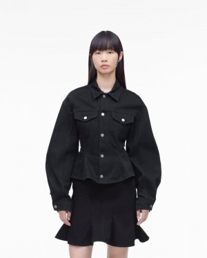 Marc Jacobs The Fluted Denim Jacket Black | JDSGYK016