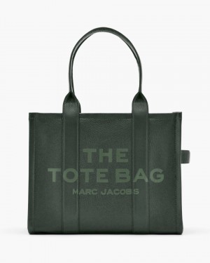 Marc Jacobs The Leather Large Tote Bag Dark Green | TNCXGS738