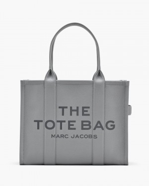 Marc Jacobs The Leather Large Tote Bag Grey | WFNXQC483