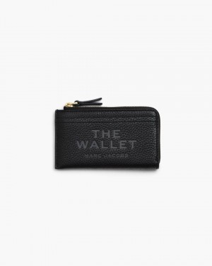 Marc Jacobs The Leather Top Zip Multi Wallet Black | INJKTM039