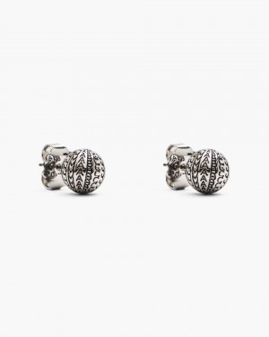 Marc Jacobs The Monogram Stud Earrings Light Silver | VRPHNW386