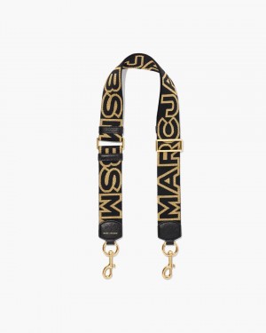 Marc Jacobs The Outline Logo Webbing Strap Black / Gold | KWGCRL205