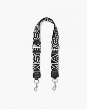 Marc Jacobs The Outline Logo Webbing Strap Black / Silver | NHSCXJ648