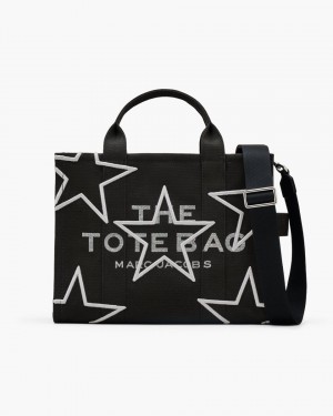 Marc Jacobs The Star Canvas Medium Tote Bag Black | XKRVPO573