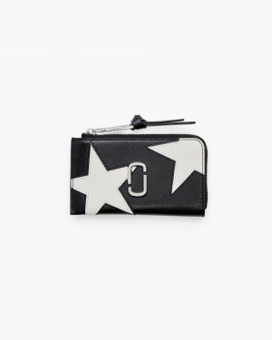 Marc Jacobs The Star Patchwork Top Zip Multi Wallet Black / White | VAKBDU469