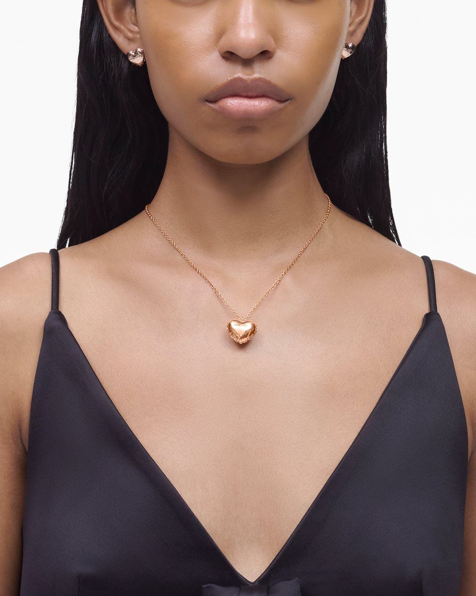 Marc Jacobs Balloon Heart Necklace Rose Gold | RUNFHD591