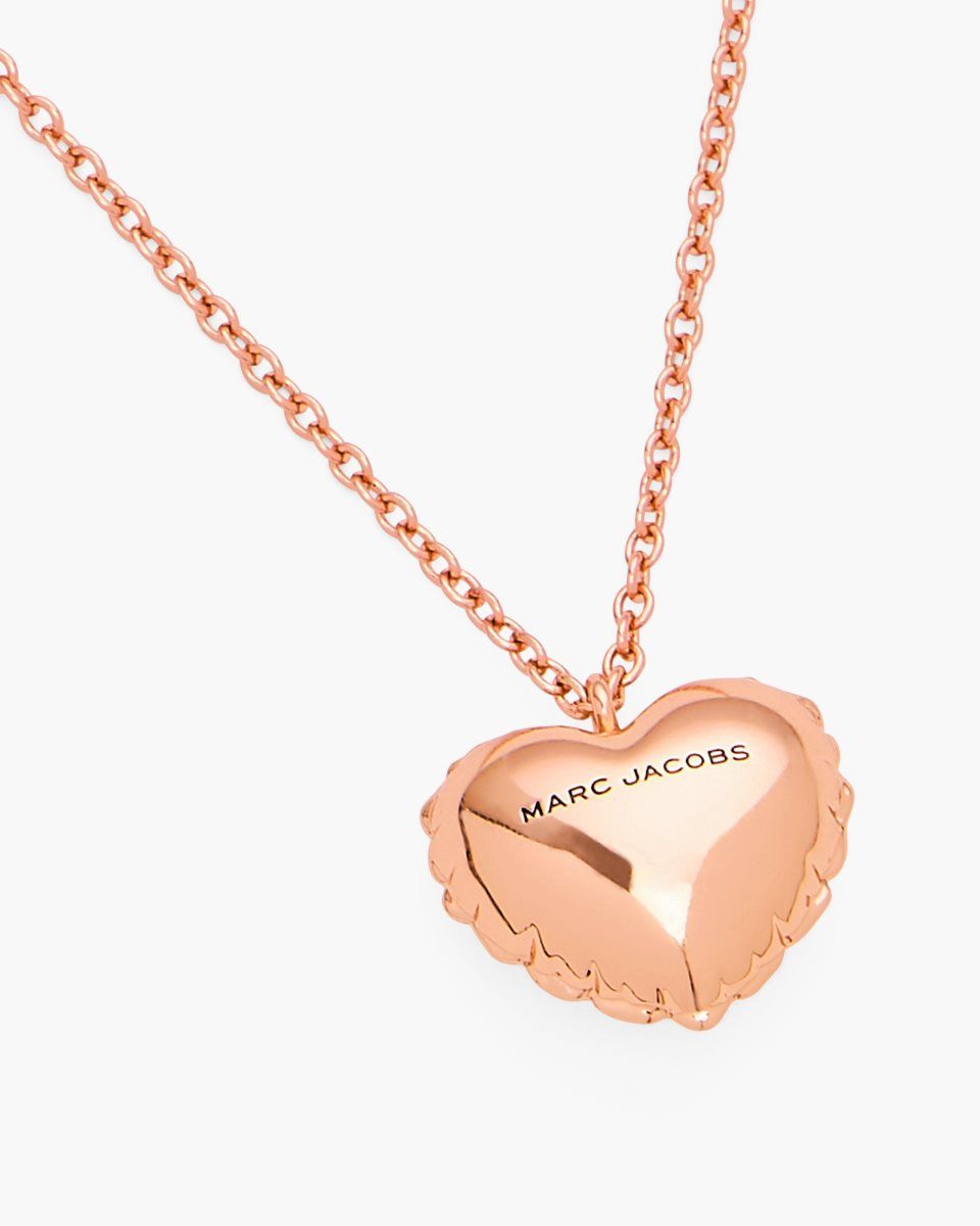 Marc Jacobs Balloon Heart Necklace Rose Gold | RUNFHD591