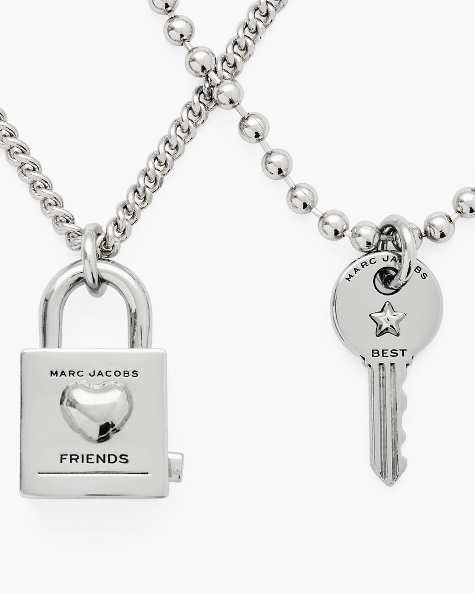 Marc Jacobs Friendship Padlock Necklace Light Silver | RZEVHQ273