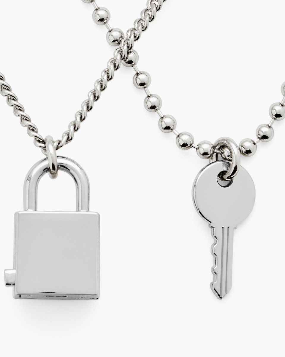 Marc Jacobs Friendship Padlock Necklace Light Silver | RZEVHQ273