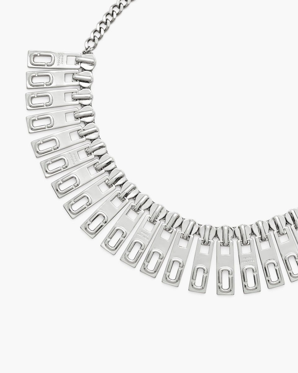 Marc Jacobs J Marc Zipper Statement Necklace Silver | MZKQIP208