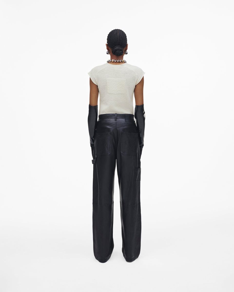 Marc Jacobs Oversized Leather Pant Black | QHTKDJ769