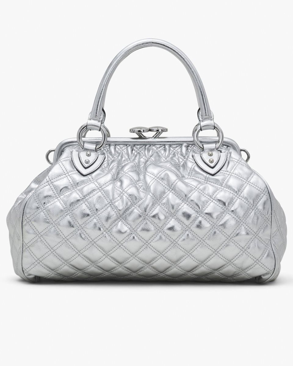 Marc Jacobs Re-Edition Quilted Metallic Leather Stam Bag Silver | IEZBXN367