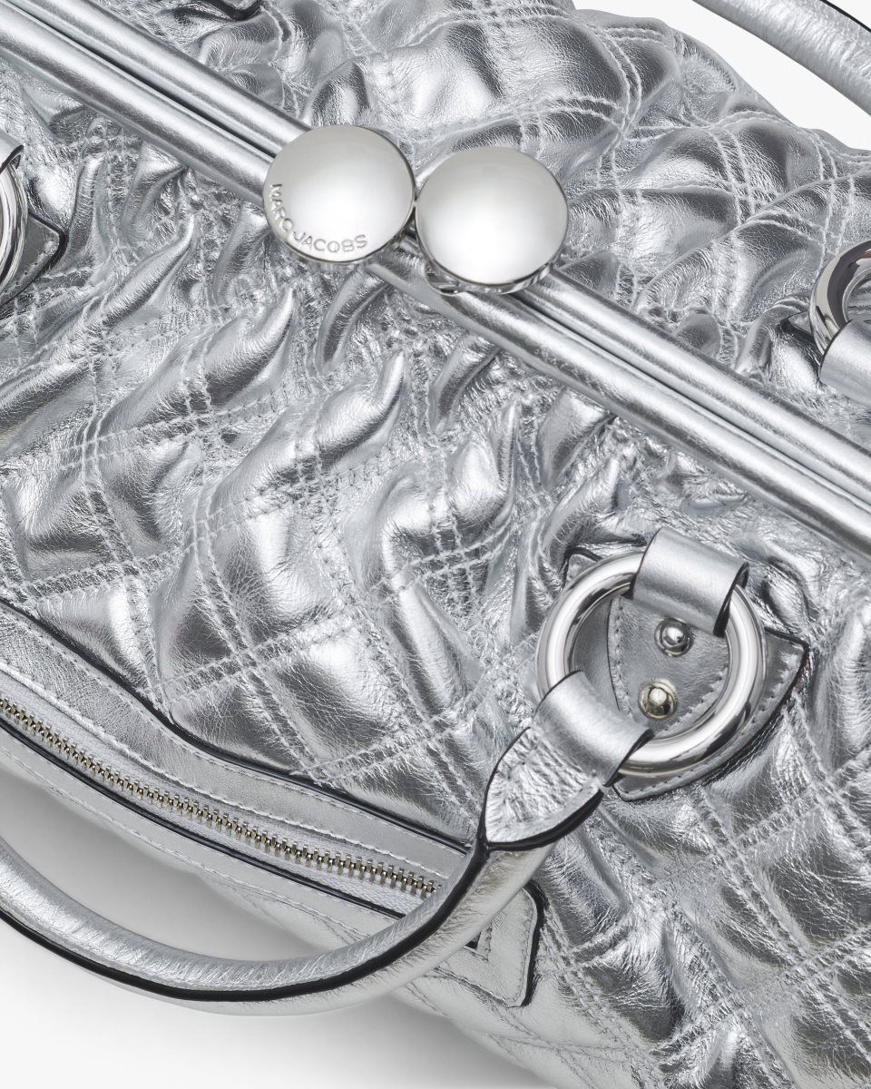 Marc Jacobs Re-Edition Quilted Metallic Leather Stam Bag Silver | IEZBXN367