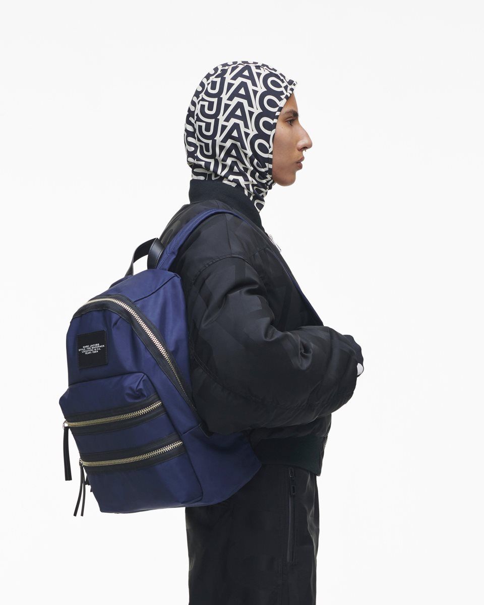 Marc Jacobs The Biker Nylon Large Backpack Blue | HUMYSE579