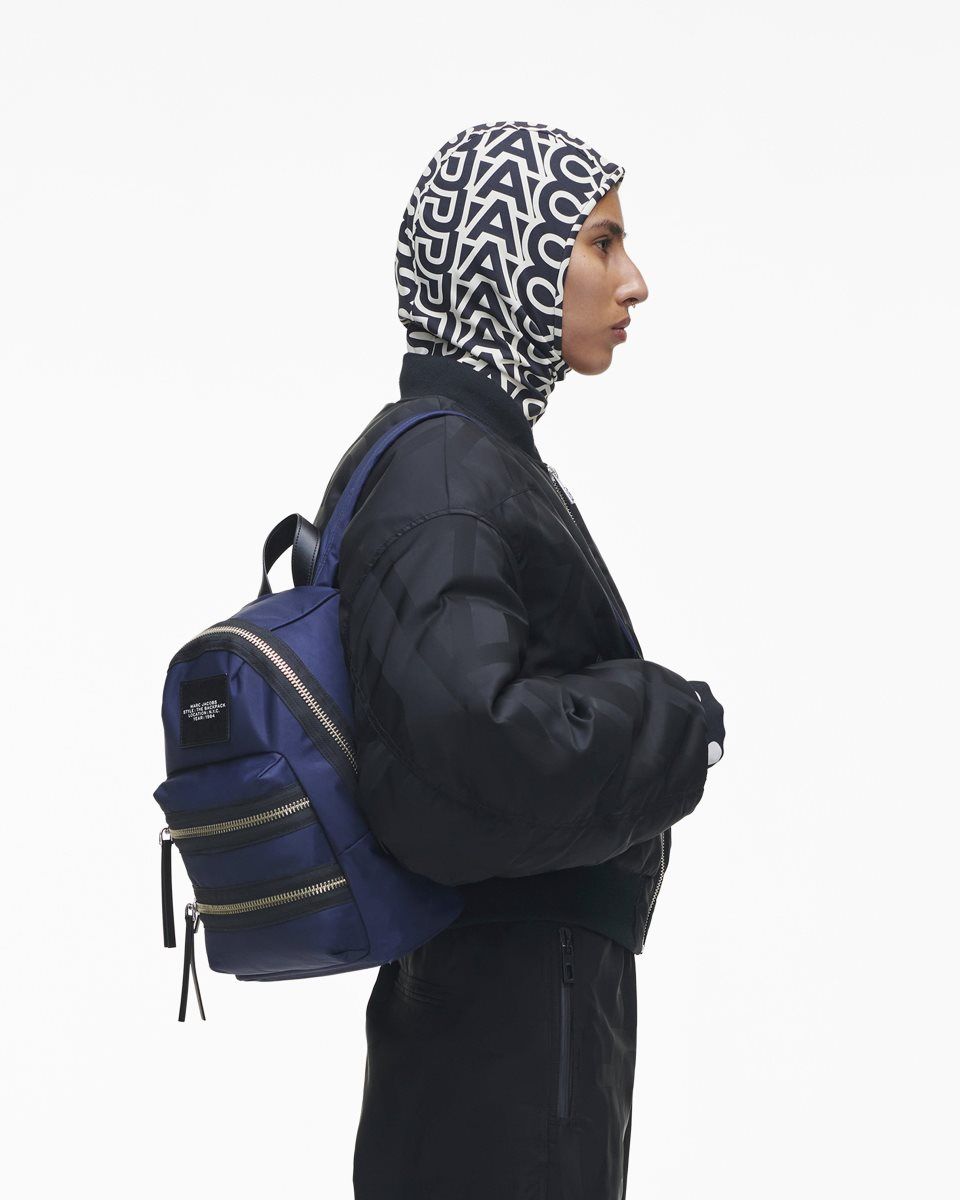 Marc Jacobs The Biker Nylon Medium Backpack Blue | QUVDTR513