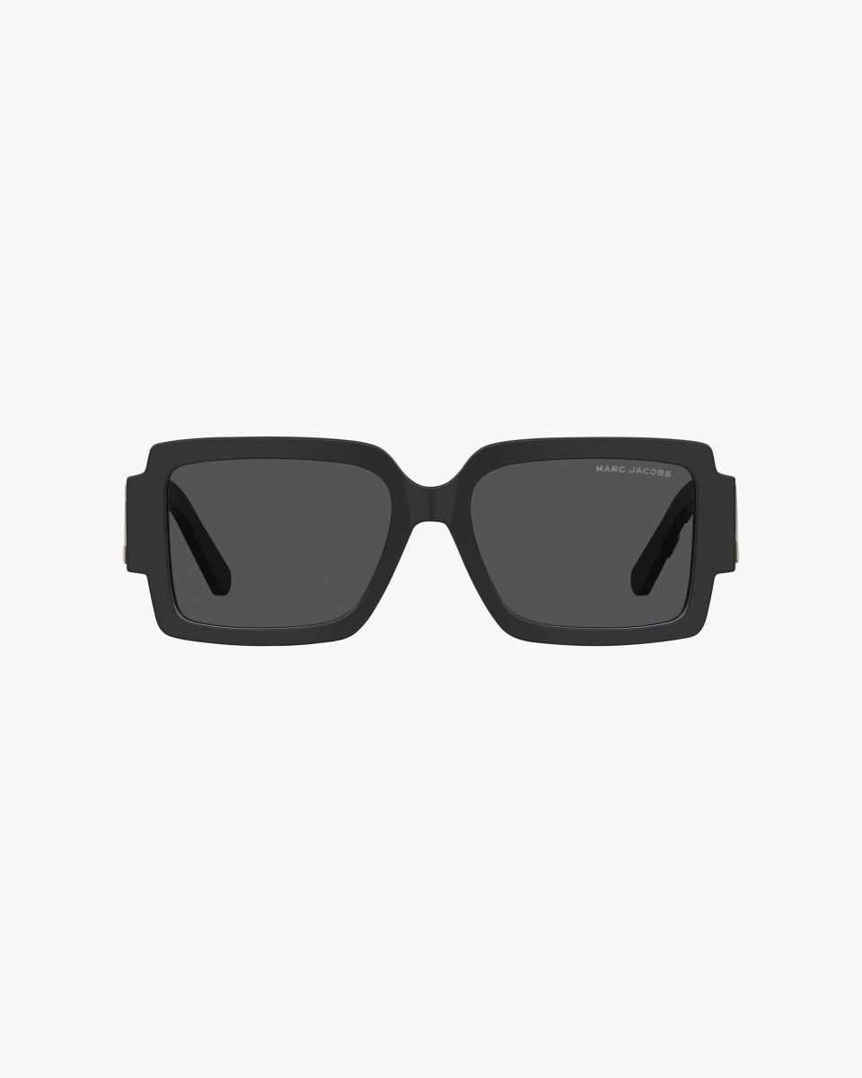 Marc Jacobs The Bold Logo Square Sunglasses Black / White | NOPBZM342