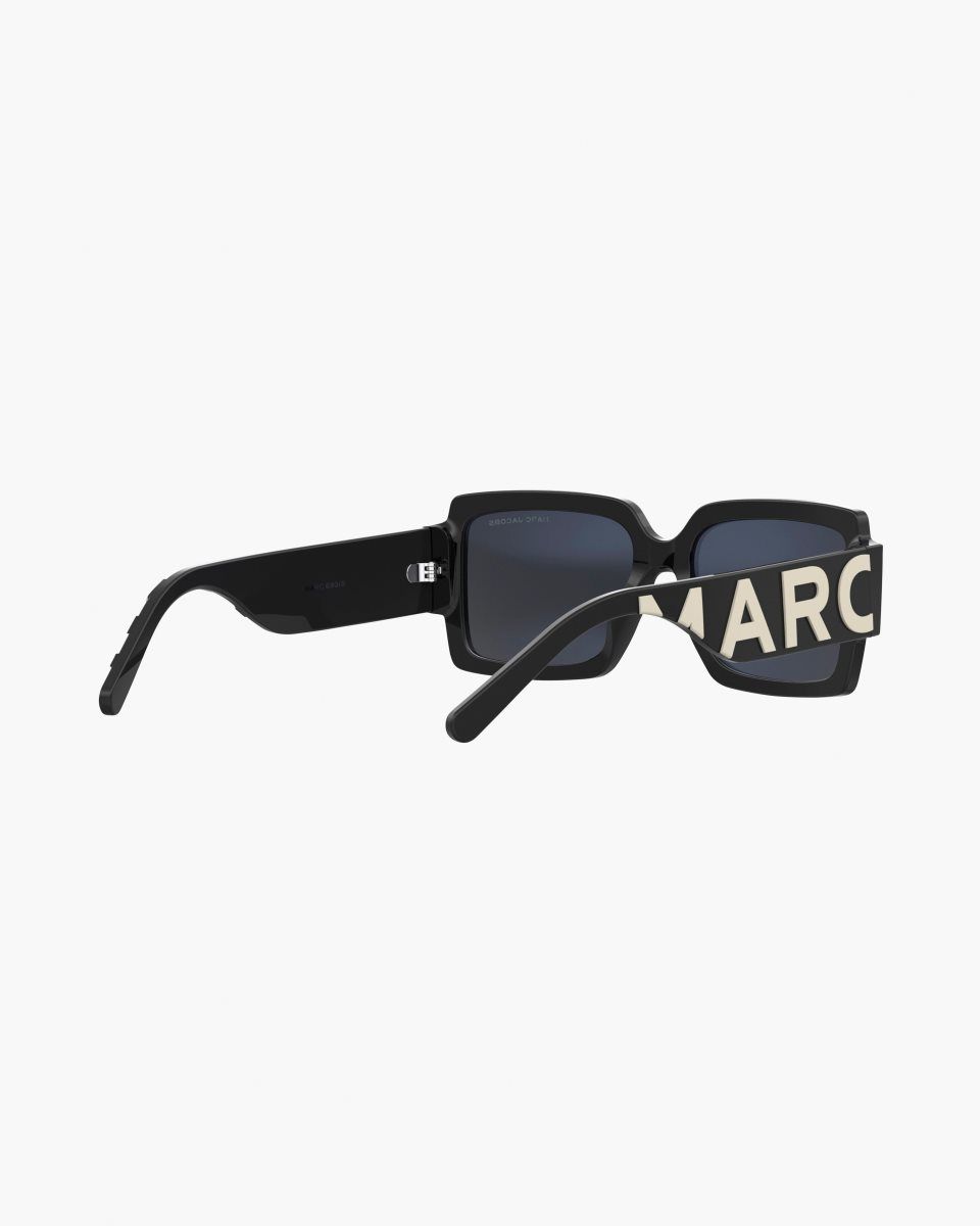 Marc Jacobs The Bold Logo Square Sunglasses Black / White | NOPBZM342