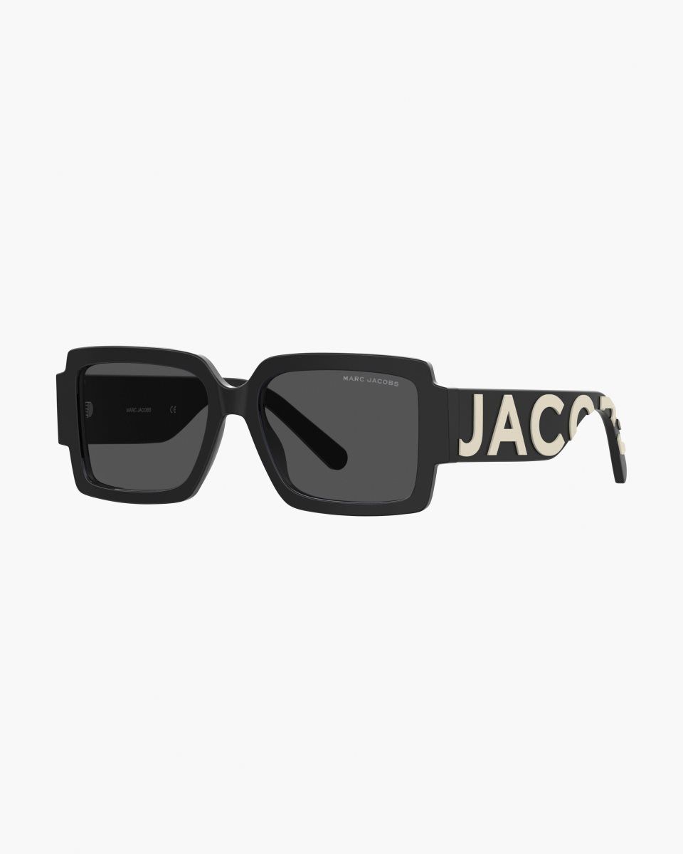 Marc Jacobs The Bold Logo Square Sunglasses Black / White | NOPBZM342