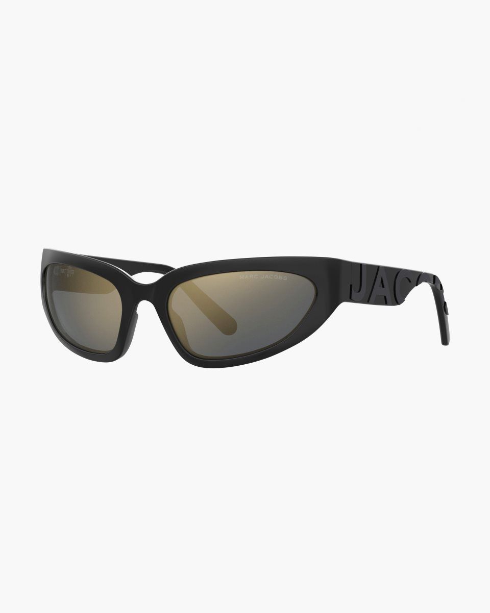 Marc Jacobs The Bold Logo Wrapped Mirrored Sunglasses Black | ZBCIFX803