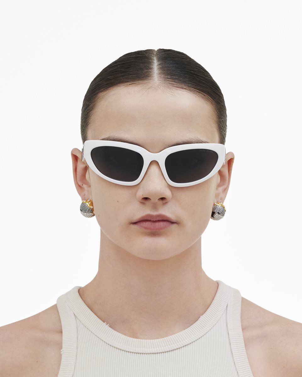 Marc Jacobs The Bold Logo Wrapped Sunglasses White | HUWNXA213