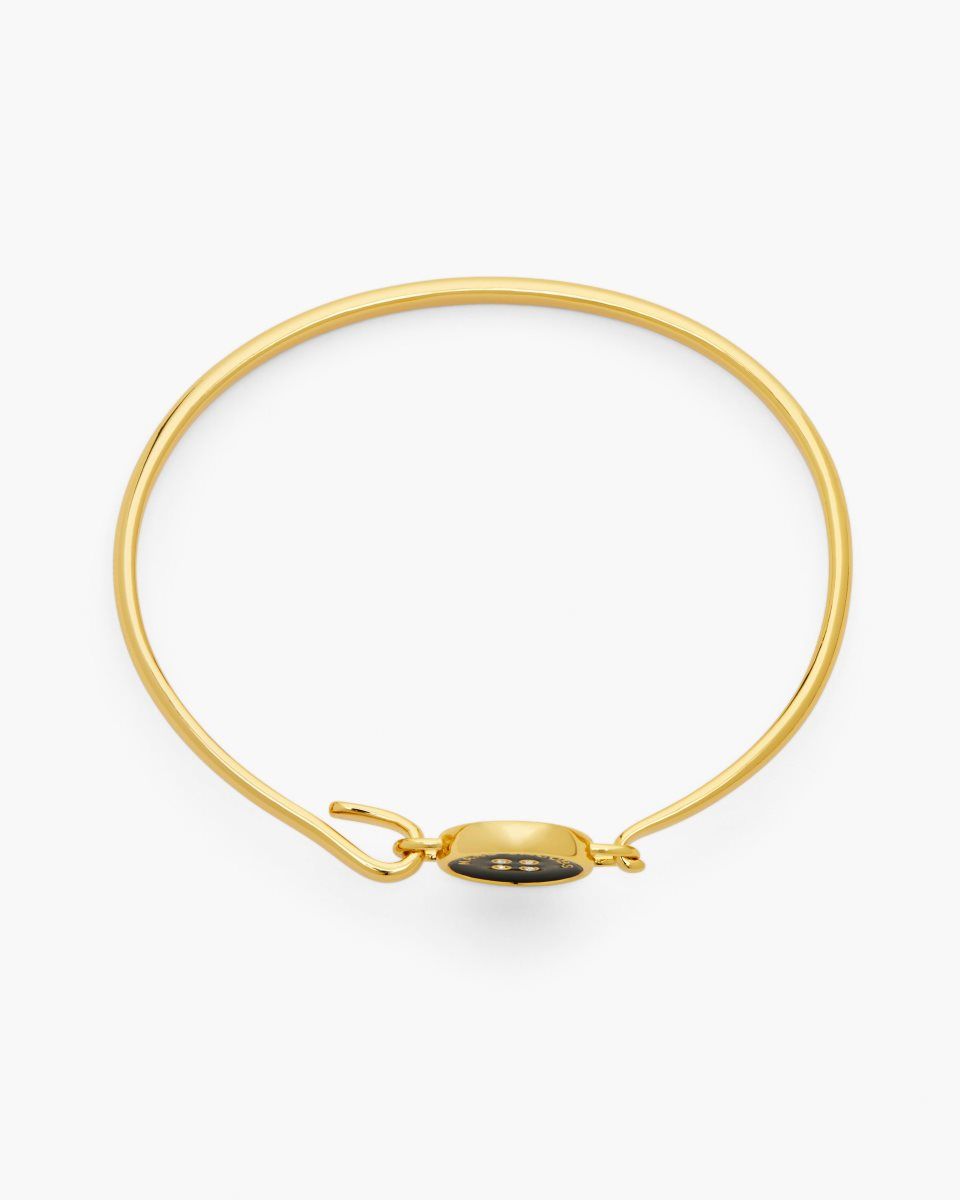 Marc Jacobs The Button Hinge Bracelet Gold / Black | BXRKQA589