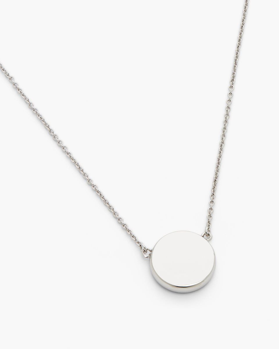 Marc Jacobs The Button Pendant Necklace Silver / Black | FAUMCZ032