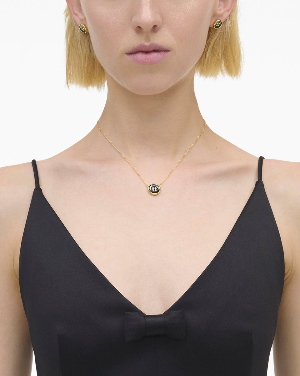 Marc Jacobs The Button Pendant Necklace Gold / Black | MLZTQI736