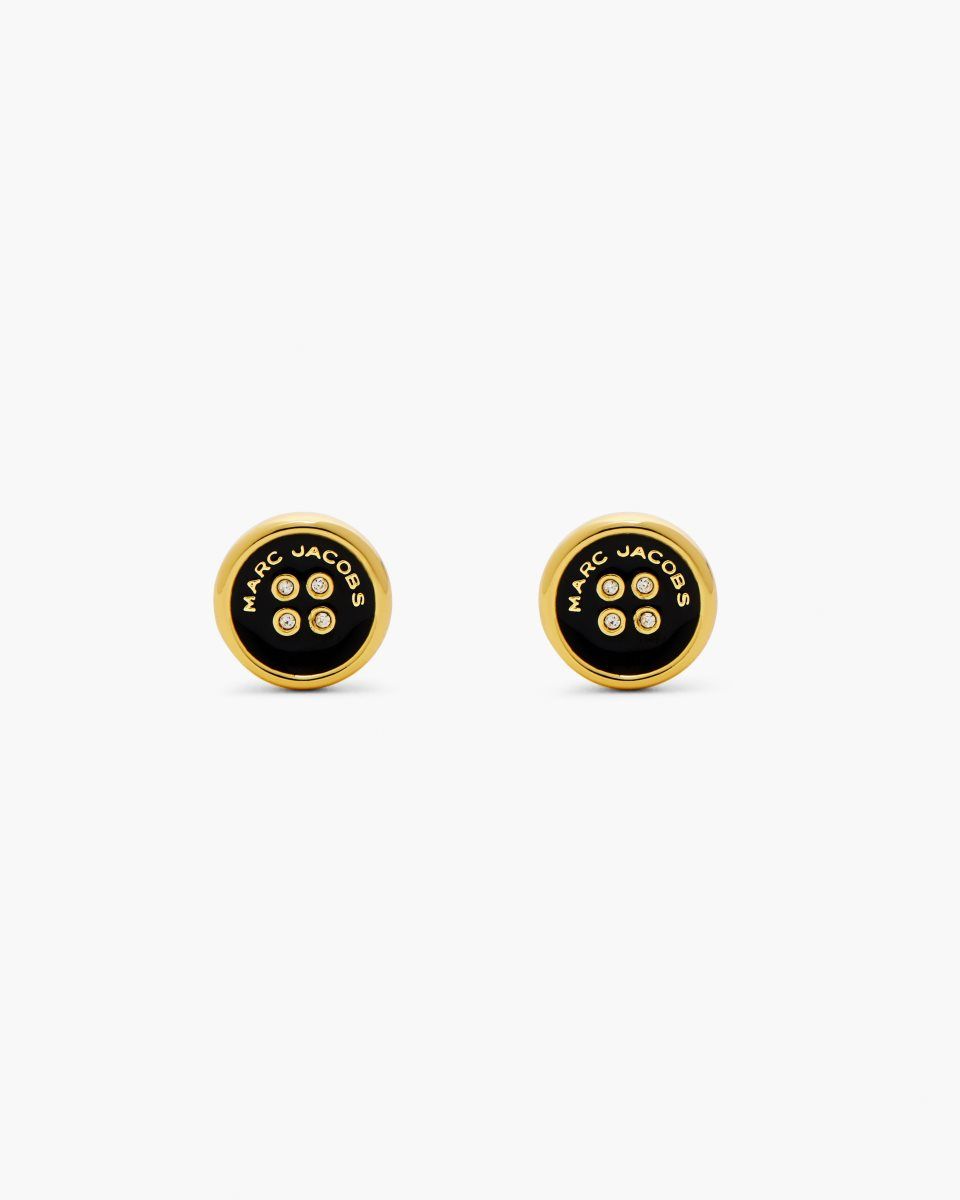 Marc Jacobs The Button Stud Earrings Gold / Black | UZYBEG380