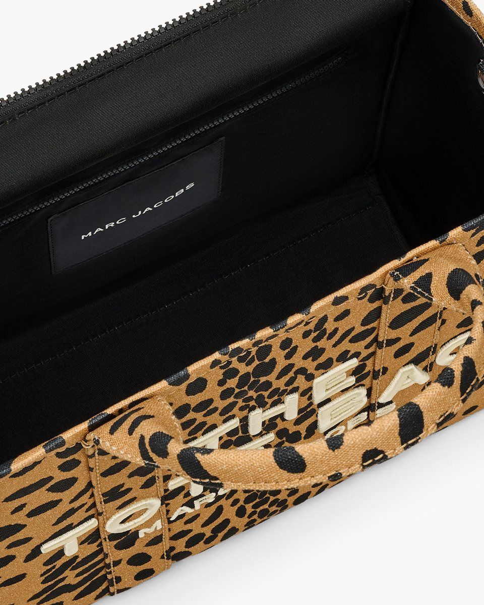 Marc Jacobs The Cheetah Canvas Medium Tote Bag Black Multicolor | NSLZMF728