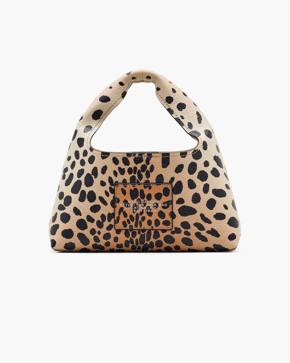 Marc Jacobs The Cheetah Leather Mini Sack Bag Black Multicolor | GQDURC281