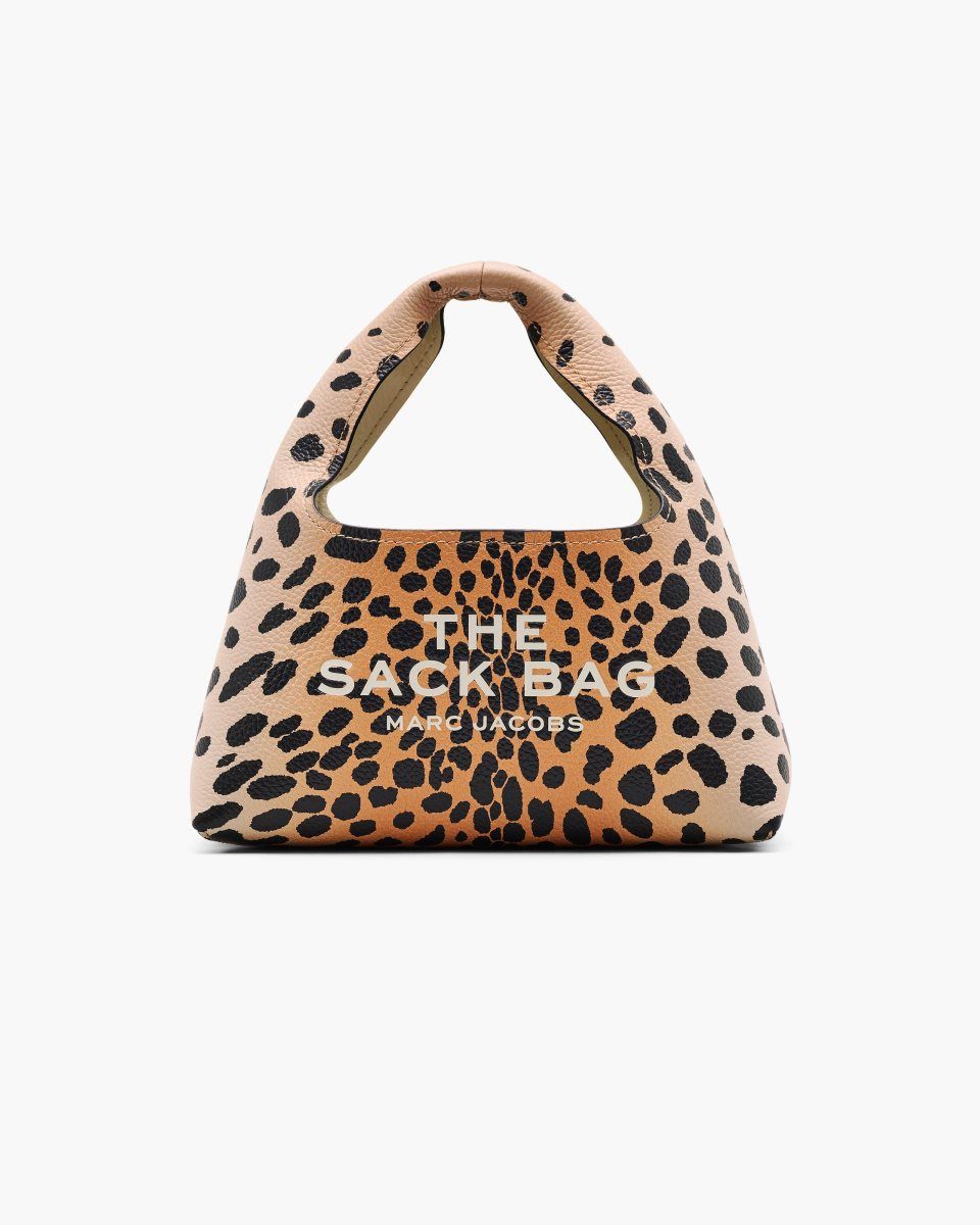 Marc Jacobs The Cheetah Leather Mini Sack Bag Black Multicolor | GQDURC281