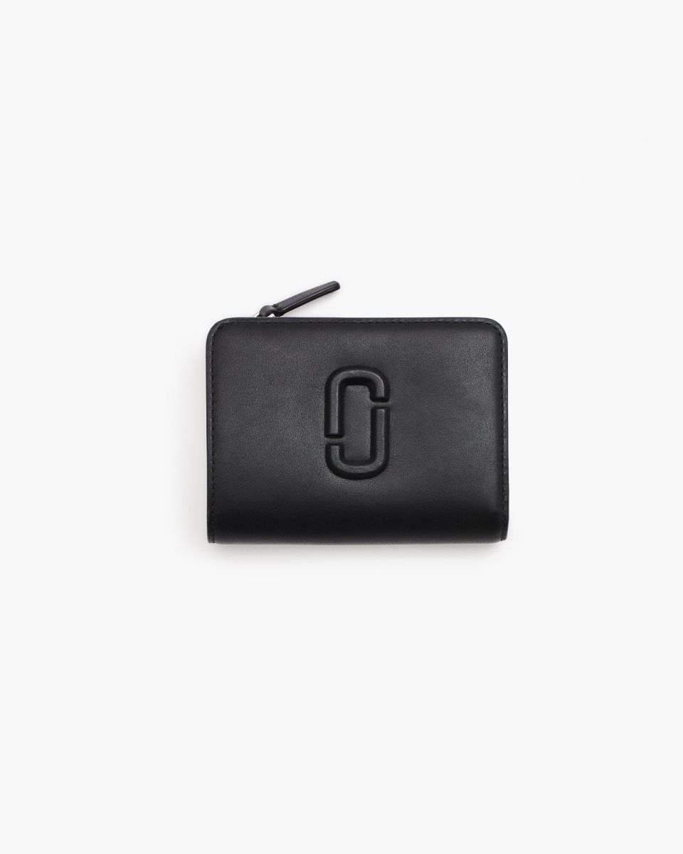 Marc Jacobs The Covered J Marc Mini Compact Wallet Black | QMNFZE623