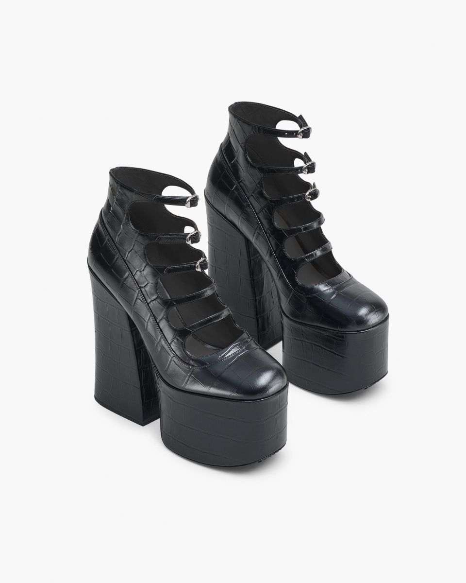 Marc Jacobs The Croc Embossed Kiki Ankle Boot Black | LMGYIE470