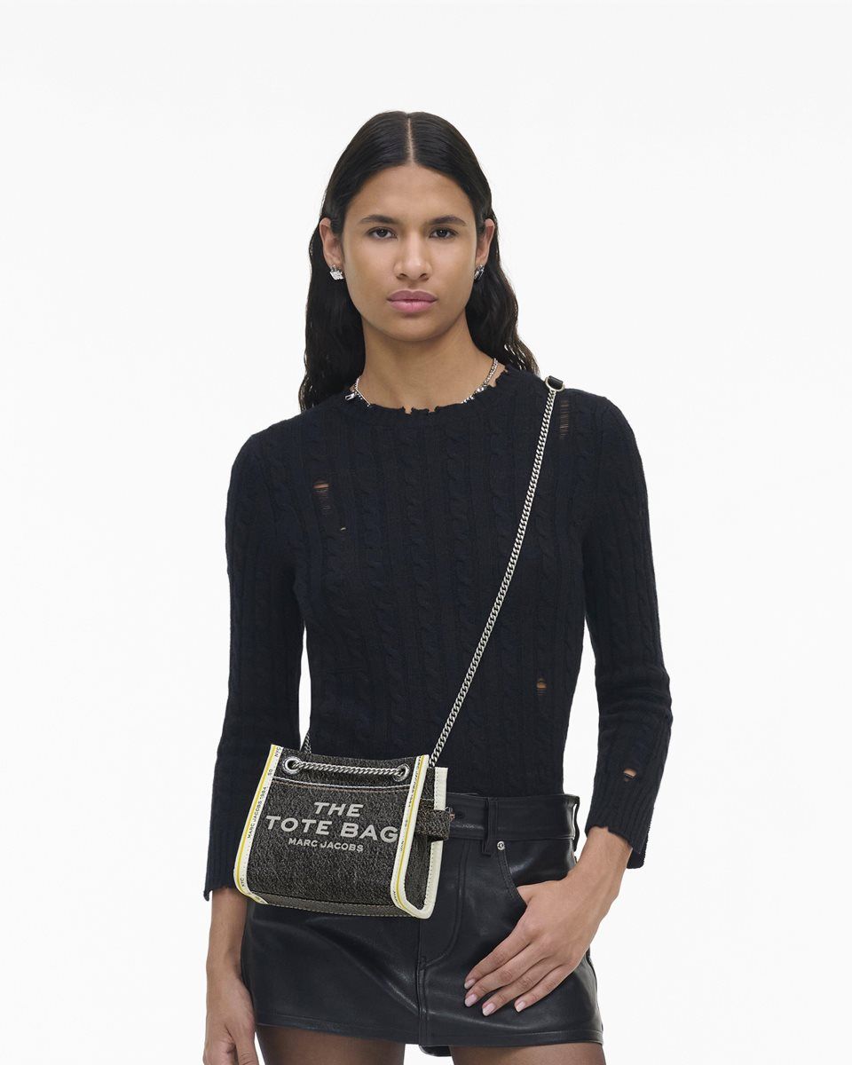 Marc Jacobs The Denim Chain Crossbody Tote Bag Black Wash | KGLFOE069