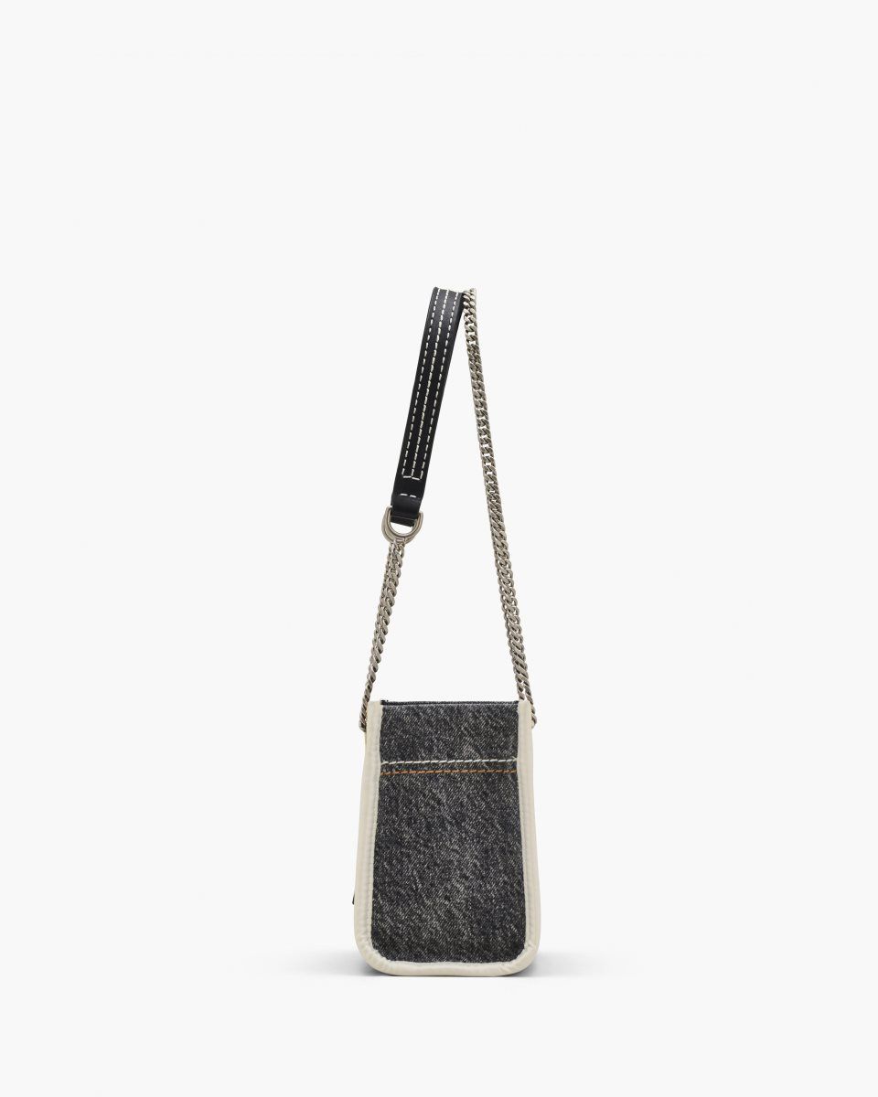 Marc Jacobs The Denim Chain Crossbody Tote Bag Black Wash | KGLFOE069