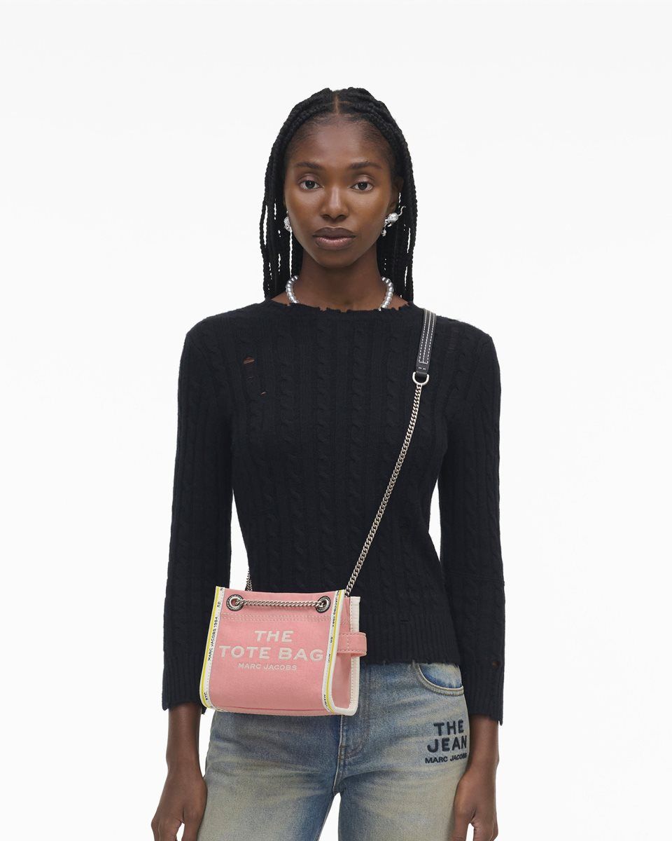 Marc Jacobs The Denim Chain Crossbody Tote Bag Pink | BGWZHV248