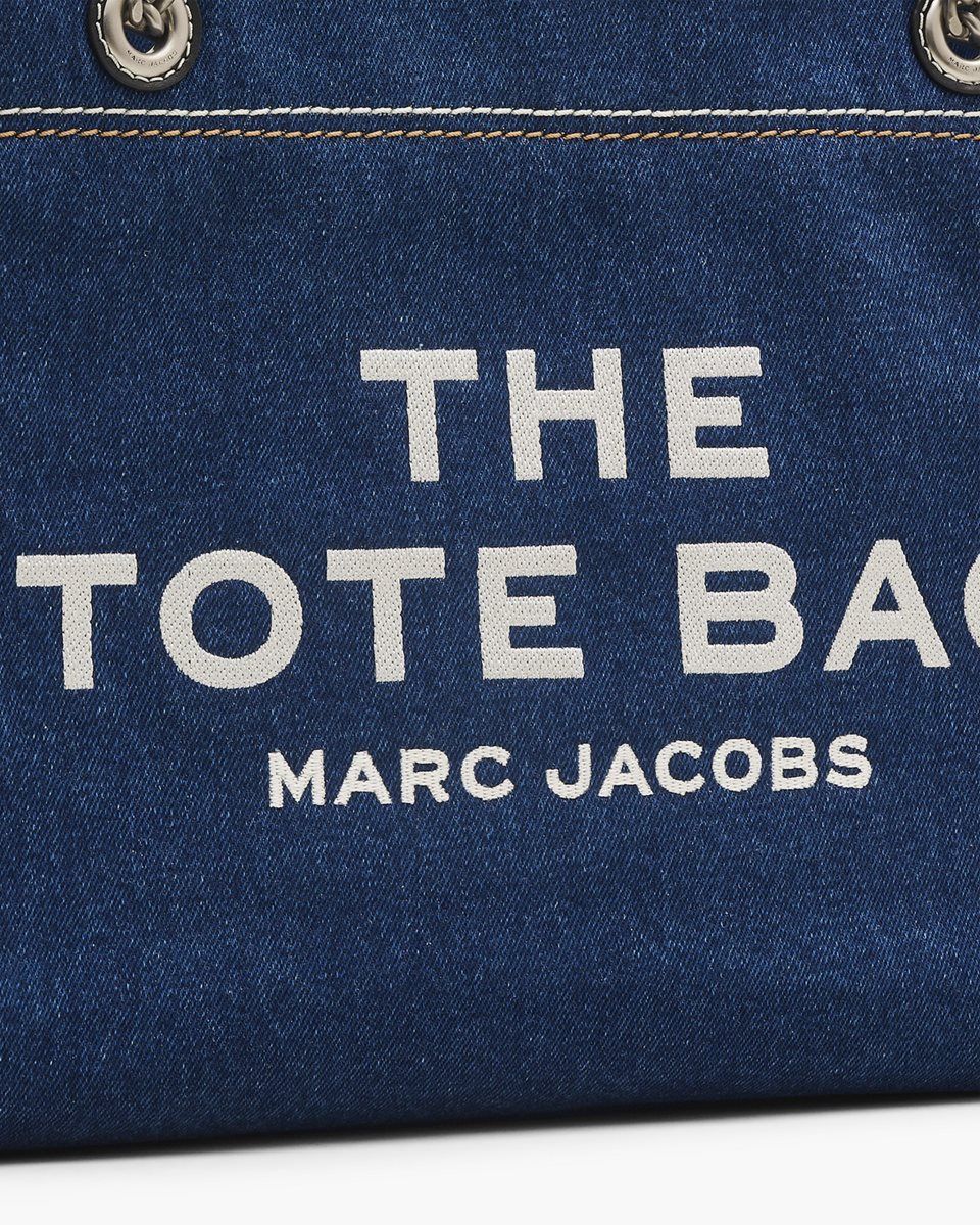 Marc Jacobs The Denim Chain Medium Tote Bag Dark Wash | IEUQJH276