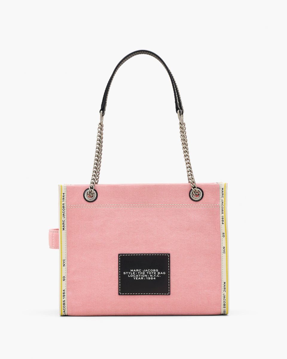 Marc Jacobs The Denim Chain Medium Tote Bag Pink | MLABNO495