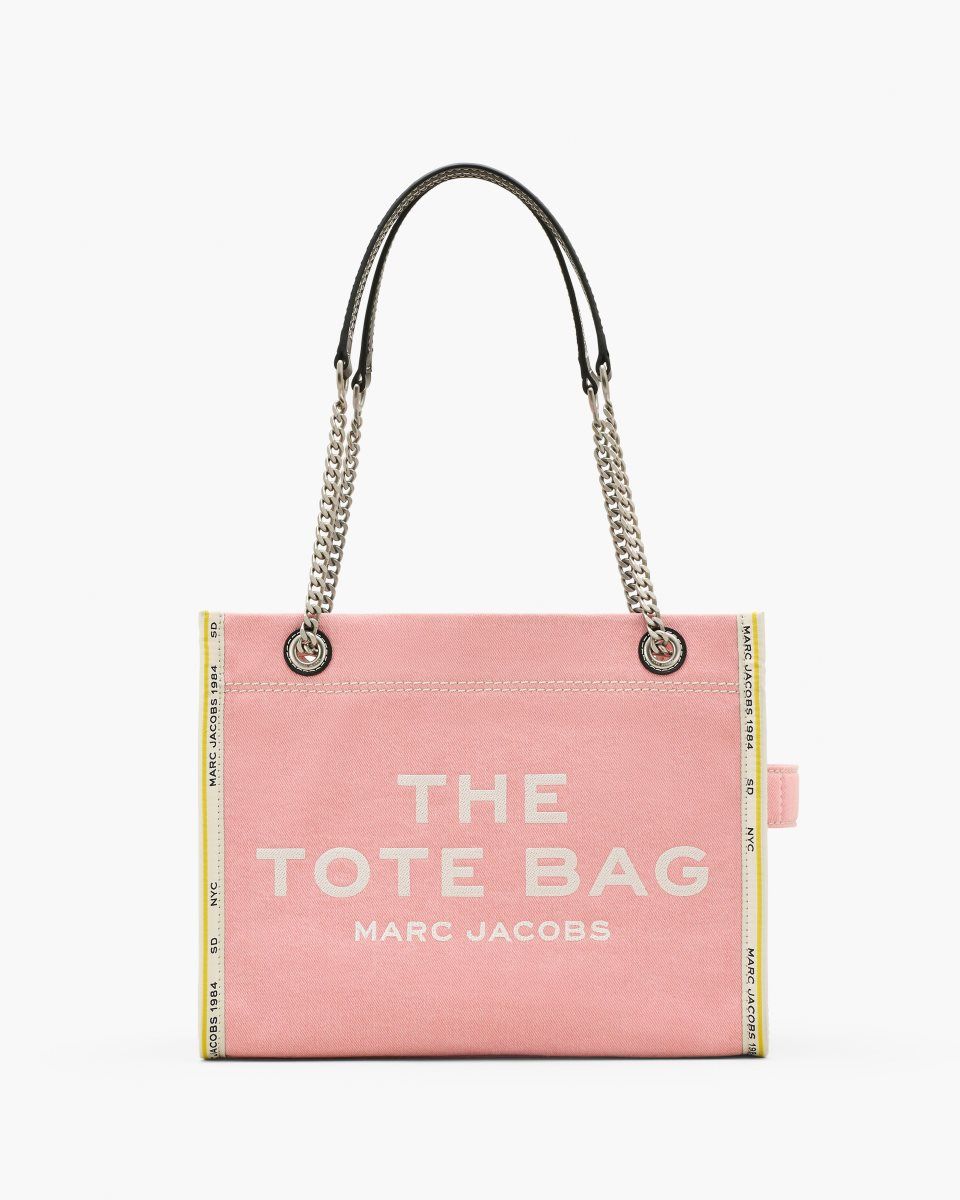 Marc Jacobs The Denim Chain Medium Tote Bag Pink | MLABNO495