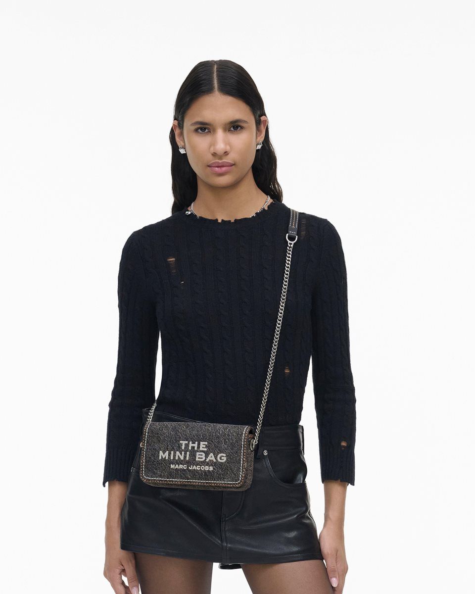 Marc Jacobs The Denim Chain Mini Bag Black Wash | XFRVZL143