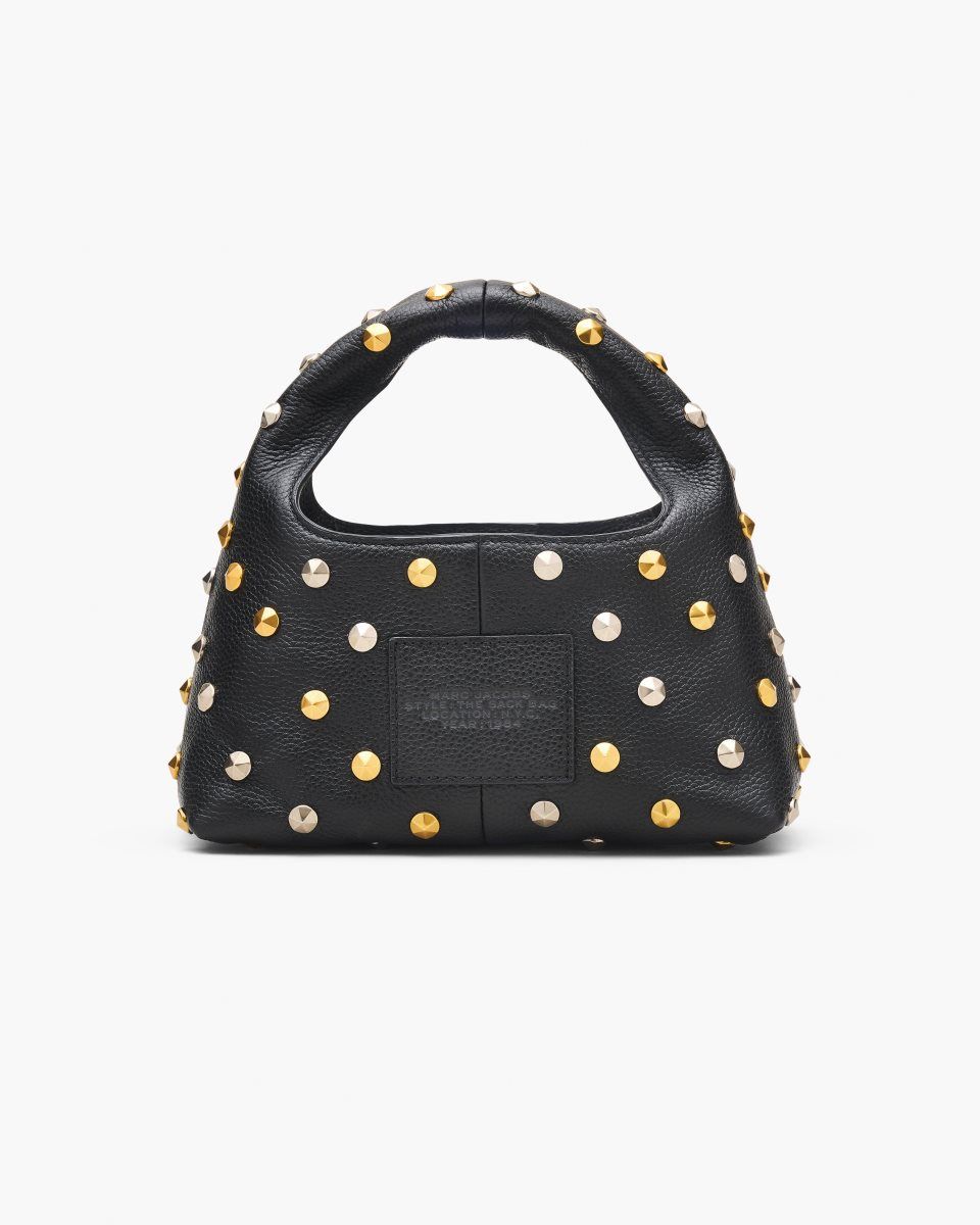 Marc Jacobs The Glam Studs Leather Mini Sack Bag Black | UXMDZL642