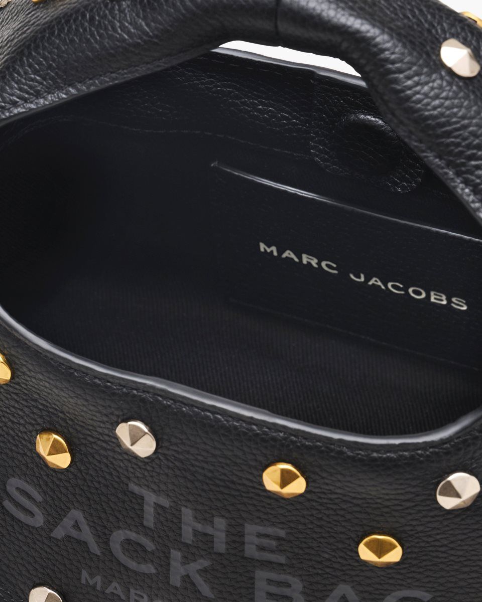 Marc Jacobs The Glam Studs Leather Mini Sack Bag Black | UXMDZL642