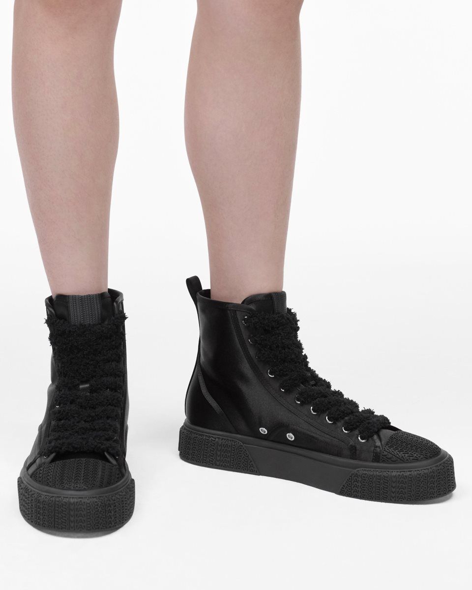 Marc Jacobs The High Top Satin Sneaker Black | TCVFMD530