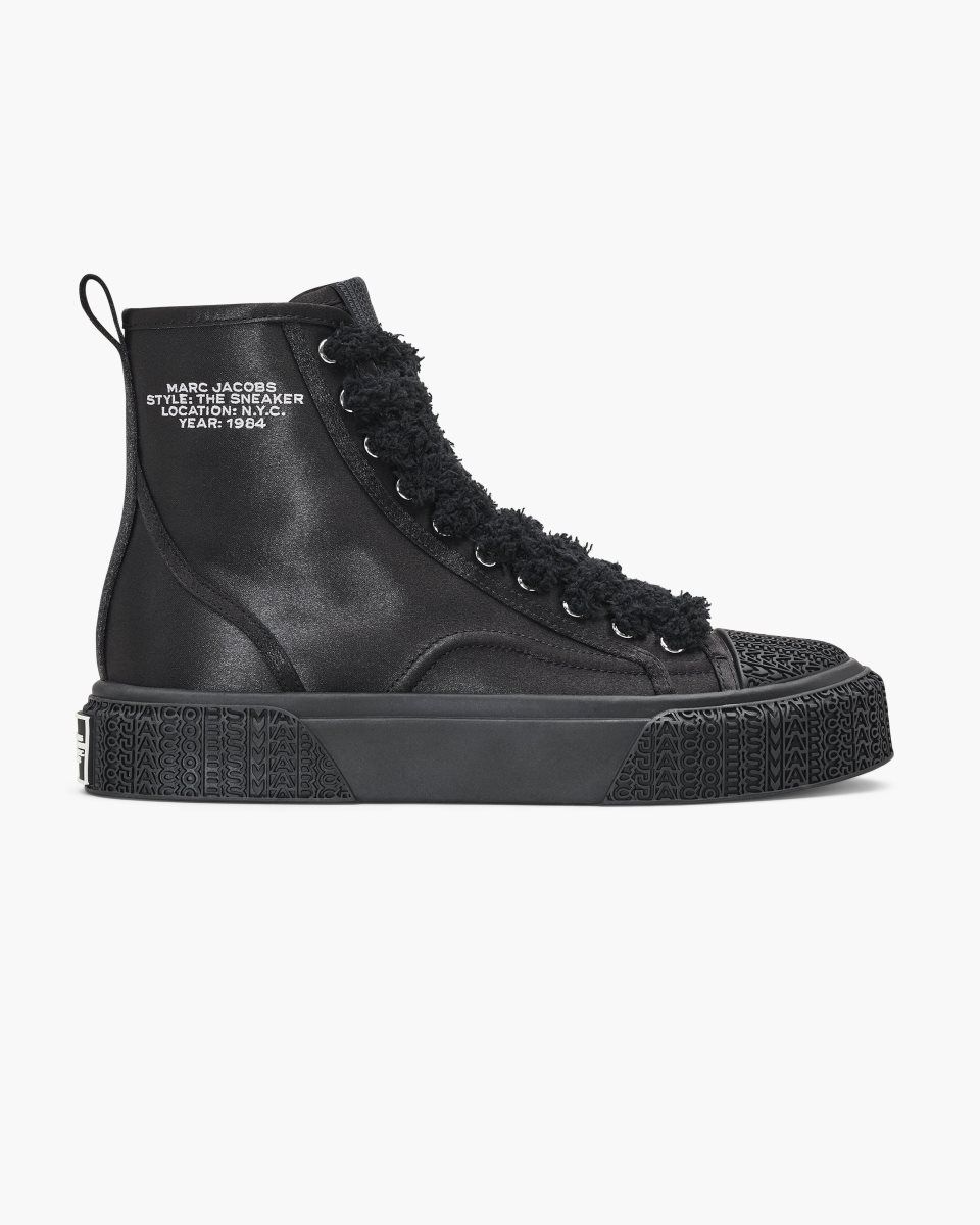 Marc Jacobs The High Top Satin Sneaker Black | TCVFMD530